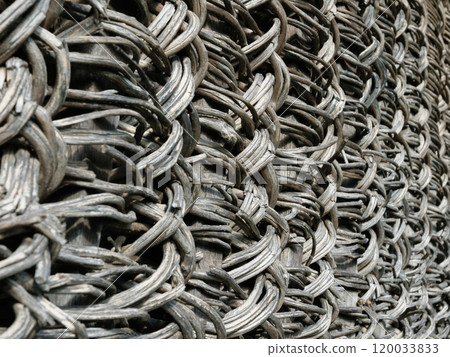 Old rustic fence texture made from natural materials. 120033833