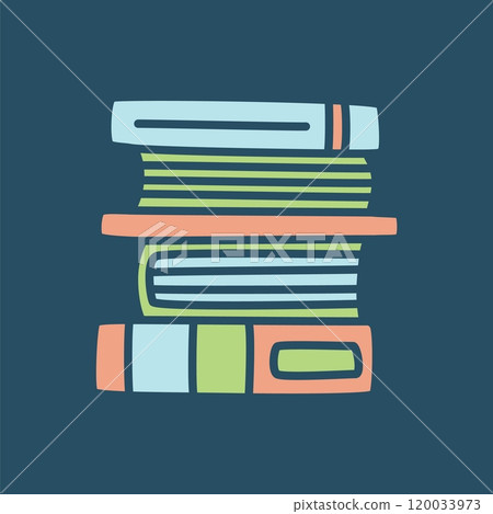 Doodle pile of books icon. Hand drawn book, journal or notebook symbol Doodle pile of books icon. Hand drawn book, journal or notebook symbol 120033973