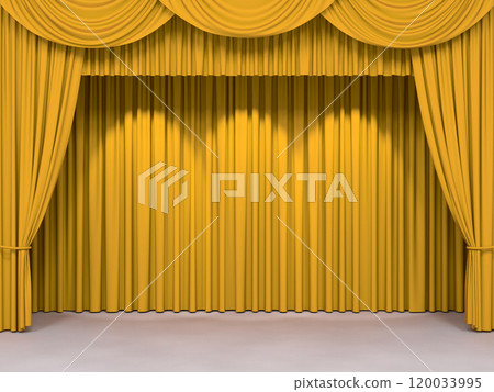 Luxury stage or windows curtains, realistic 3D illustration 120033995