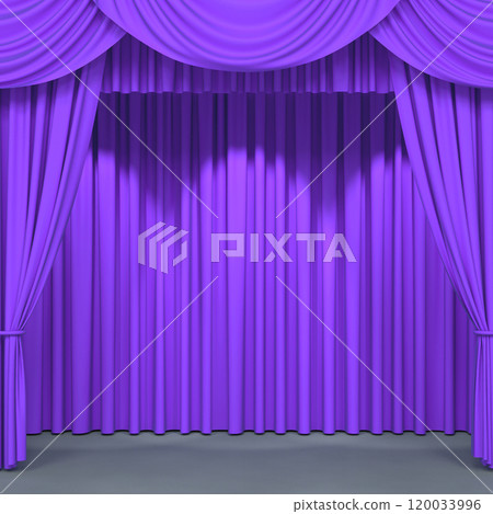 Luxury stage or windows curtains, realistic 3D illustration Luxury stage or windows curtains, realistic 3D illustration 120033996