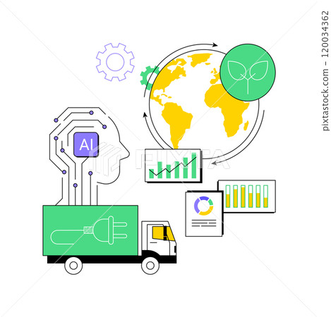 AI-Analyzed Sustainability in Transportation abstract concept vector illustration. AI-Analyzed Sustainability in Transportation abstract concept vector illustration. 120034362