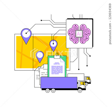 AI-Backed Autonomous Vehicles abstract concept vector illustration. 120034369