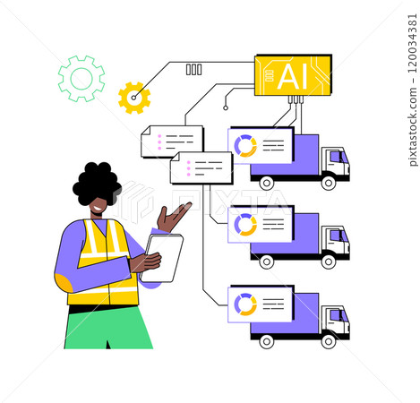 AI-Enhanced Fleet Management abstract concept vector illustration. 120034381