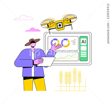 AI-Enhanced Crop Monitoring abstract concept vector illustration. 120034412