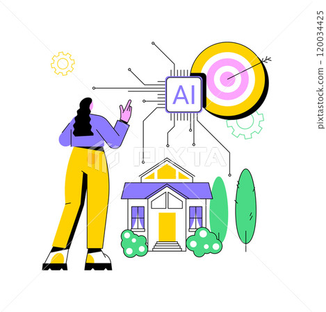 AI-Supported Real Estate Marketing abstract concept vector illustration. AI-Supported Real Estate Marketing abstract concept vector illustration. 120034425