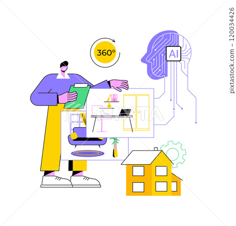 AI-Enhanced Virtual Tours abstract concept vector illustration. 120034426
