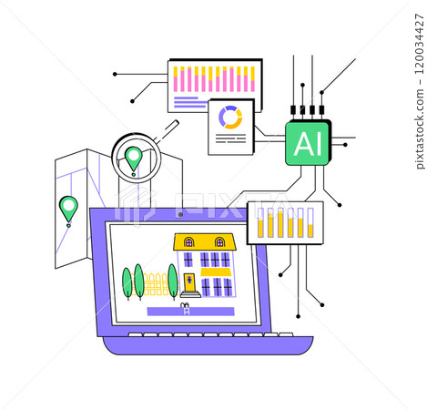 AI-Driven Property Sourcing abstract concept vector illustration. 120034427