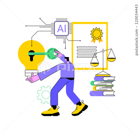 AI-Backed Intellectual Property Protection abstract concept vector illustration. AI-Backed Intellectual Property Protection abstract concept vector illustration. 120034443