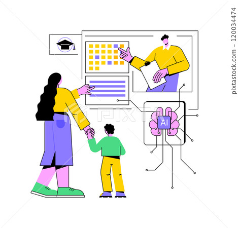 AI-Enhanced Parent-Teacher Communication abstract concept vector illustration. AI-Enhanced Parent-Teacher Communication abstract concept vector illustration. 120034474