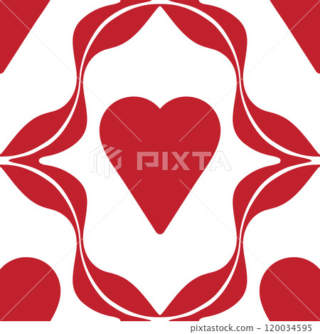 Large scale geometric pattern with heart, classic symbol of playing cards Large scale geometric pattern with heart, classic symbol of playing cards 120034595