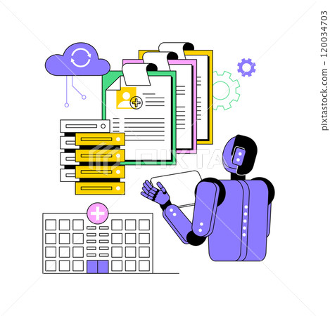 AI-Optimized Electronic Health Records abstract concept vector illustration. AI-Optimized Electronic Health Records abstract concept vector illustration. 120034703