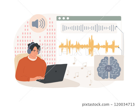 AI-Generated Music Composition abstract concept vector illustration. 120034713