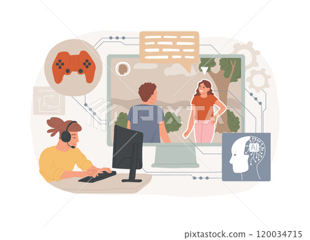 AI-Enhanced Gaming abstract concept vector illustration. 120034715