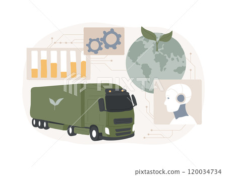 AI-Analyzed Sustainability in Transportation abstract concept vector illustration. 120034734