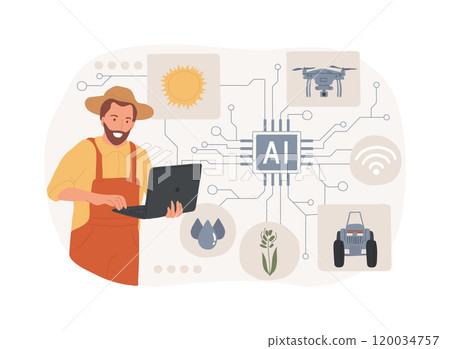 AI-Backed Agri-Tech Development abstract concept vector illustration. AI-Backed Agri-Tech Development abstract concept vector illustration. 120034757