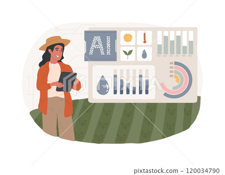 AI-Precision Agriculture abstract concept vector illustration. AI-Precision Agriculture abstract concept vector illustration. 120034790