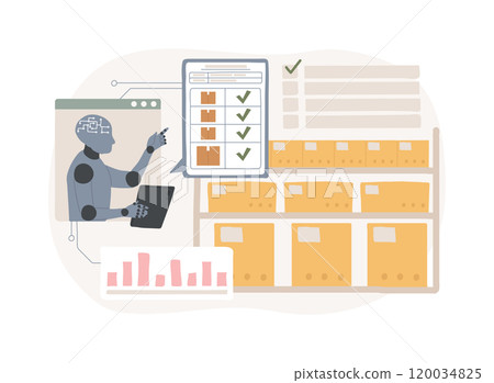 AI-Backed Inventory Management abstract concept vector illustration. AI-Backed Inventory Management abstract concept vector illustration. 120034825