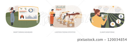 Smart farming data analysis isolated cartoon vector illustrations se 120034854