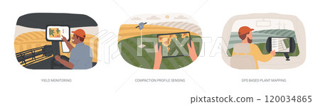Satellite navigation in agriculture isolated cartoon vector illustrations se Satellite navigation in agriculture isolated cartoon vector illustrations se 120034865