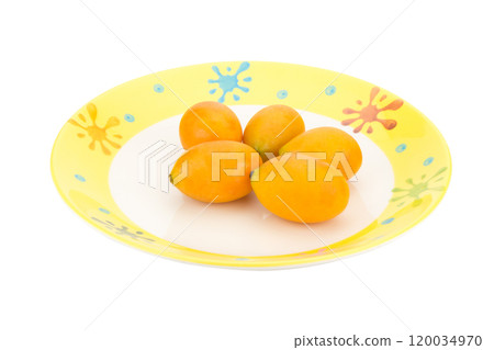 Marian plum Thai fruit isolated on white background. Mayongchid. Maprang. Marian Plum. Plum Mango Marian plum Thai fruit isolated on white background. Mayongchid. Maprang. Marian Plum. Plum Mango 120034970