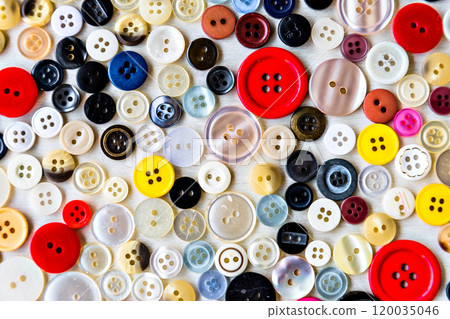Collection of clothing buttons of various sizes and colors 120035046
