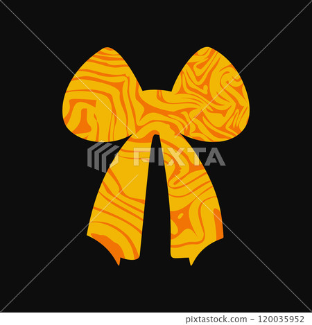 A textured retro bow or ribbon in a flat vector style 120035952