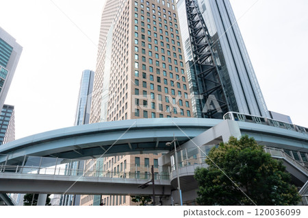 高聳入雲的摩天大樓和百合鷗風景 120036099