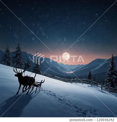 月圓之夜，馴鹿穿越雲海雪山 120036242