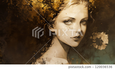 Portrait of a damaged and dirty woman AI image Portrait of a damaged and dirty woman AI image 120036536