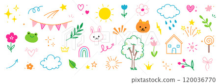 Cute kid icon element line flower, cloud, heart background. Hand drawn doodle cute cartoon scribble element set. Flower, heart, cloud children elements background. Vector Cute kid icon element line flower, cloud, heart background. Hand drawn doodle cute cartoon scribble element set. Flower, heart, cloud children elements background. Vector 120036770