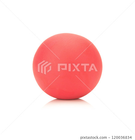 plasticine clay single red ball on white background closeup plasticine clay single red ball on white background closeup 120036834