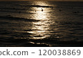 The sea dyed in the sunset, a seascape at dusk. 120038869