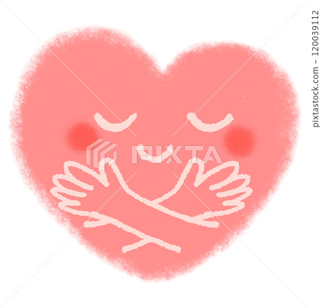 雙手捧著愛心的插畫愛的形象自我擁抱 雙手捧著愛心的插畫愛的形象自我擁抱 120039112