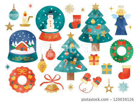 水彩可愛聖誕插畫素材 120039126