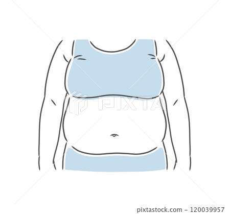 Illustration material of an obese woman with a big belly Illustration material of an obese woman with a big belly 120039957