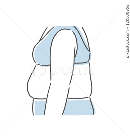 Illustration material of an obese woman lying sideways with a big belly 120039958