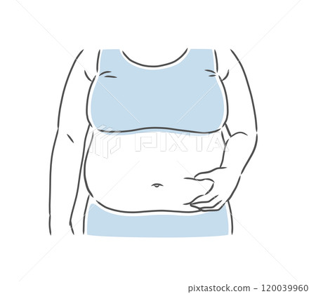 肥胖女人捏著大肚子插畫素材 肥胖女人捏著大肚子插畫素材 120039960