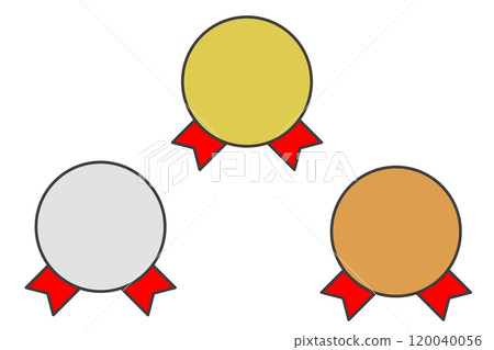 Set of gold, silver and bronze medal icons 120040056