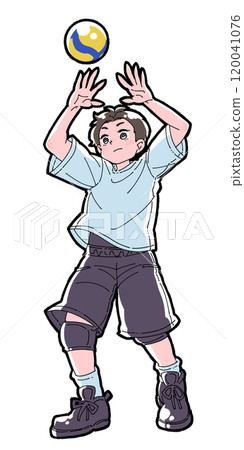 一個男孩玩拋擲遊戲的插圖 一個男孩玩拋擲遊戲的插圖 120041076