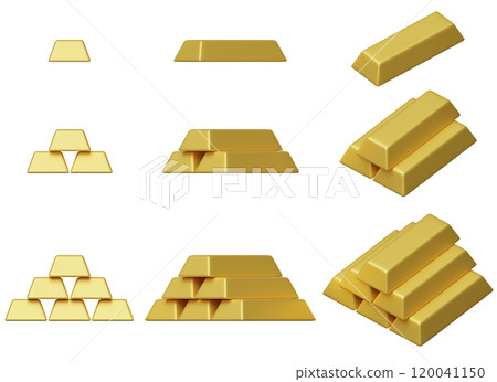 gold bullion bar icon 3D graphic 120041150
