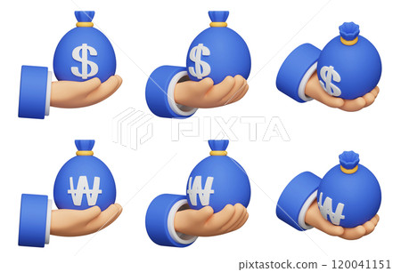 hand holding a money bag 3D graphic 120041151