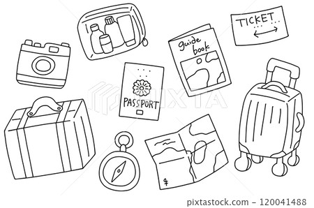 Loose and simple travel set line drawing 120041488