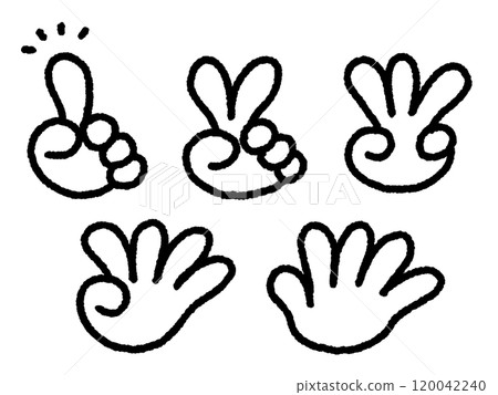 Set of hand signs counting numbers with fingers Hand-drawn illustration Set of hand signs counting numbers with fingers Hand-drawn illustration 120042240