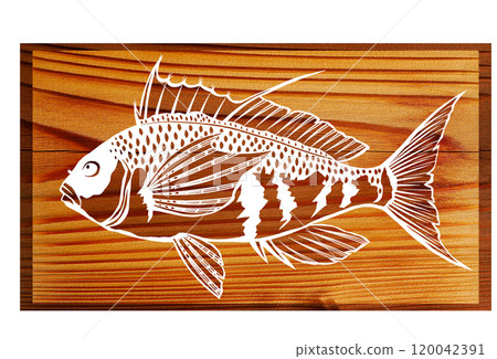 鹹水魚 Uigombe 的木畫剪紙插圖 鹹水魚 Uigombe 的木畫剪紙插圖 120042391