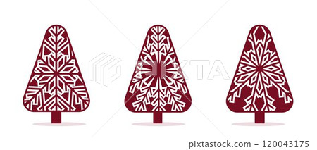Christmas tree with red ornament , vector illustration 120043175