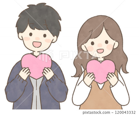 Men and women with hearts, simple 120043332