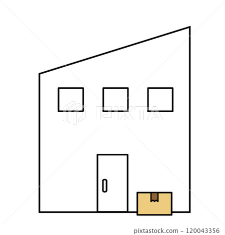 Illustration of delivery service. A cardboard box placed in front of the front door of a house. Illustration of delivery service. A cardboard box placed in front of the front door of a house. 120043356