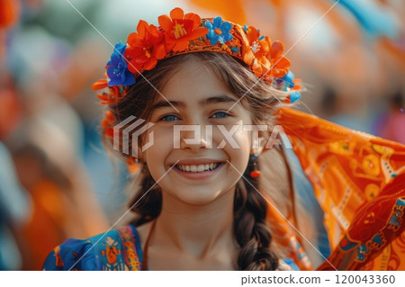 Historic celebration: armenian independence day, commemorating the nation's sovereignty with people rejoicing in parades, traditional music, vibrant cultural displays, reflecting pride, unity Historic celebration: armenian independence day, commemorating the nation's sovereignty with people rejoicing in parades, traditional music, vibrant cultural displays, reflecting pride, unity 120043360