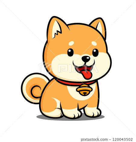 Cute Shiba Inu Dog Cartoon Character Sitting 120043502