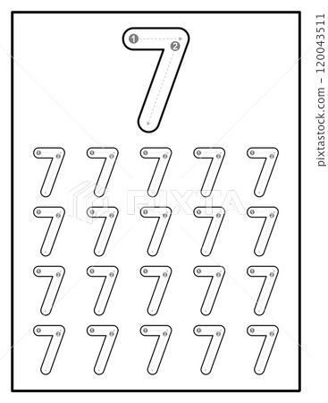 Number Tracing Practice Worksheets For Kids Number Seven 7 120043511